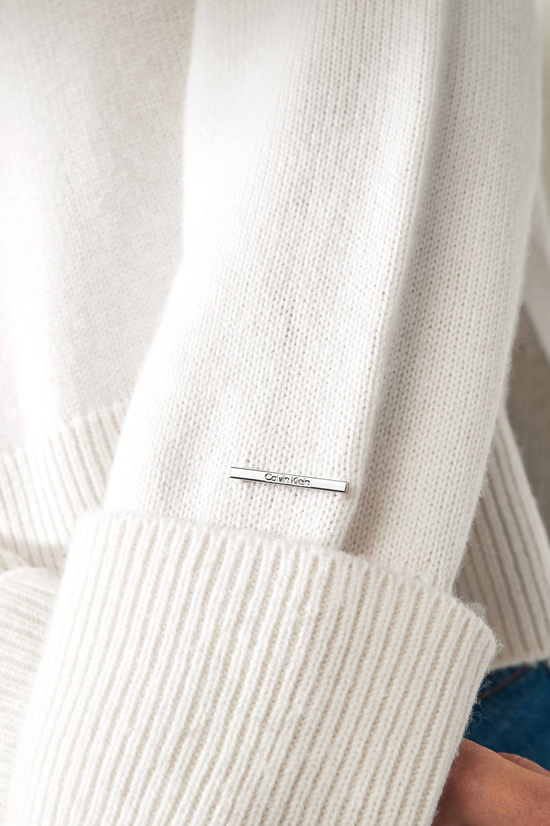 Calvin Klein White Cashmere Blend Zip Jumper - Image 5 of 6