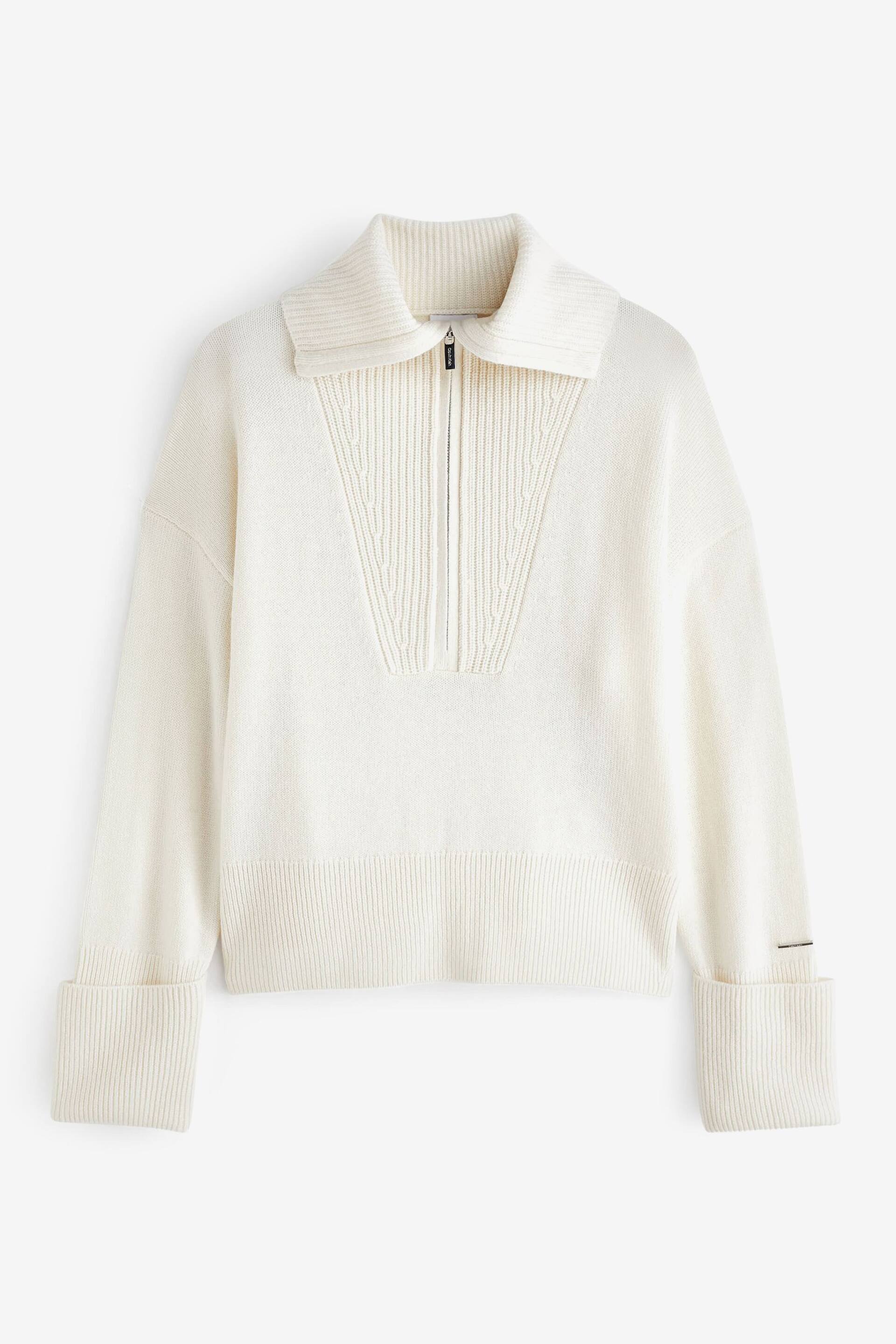 Calvin Klein White Cashmere Blend Zip Jumper - Image 6 of 6