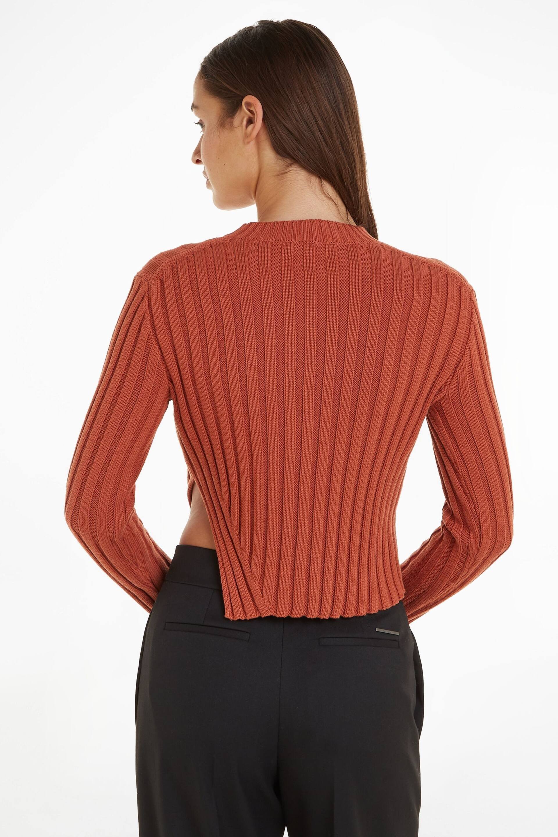 Calvin Klein Brown Cotton Blend Split Sweater - Image 2 of 6