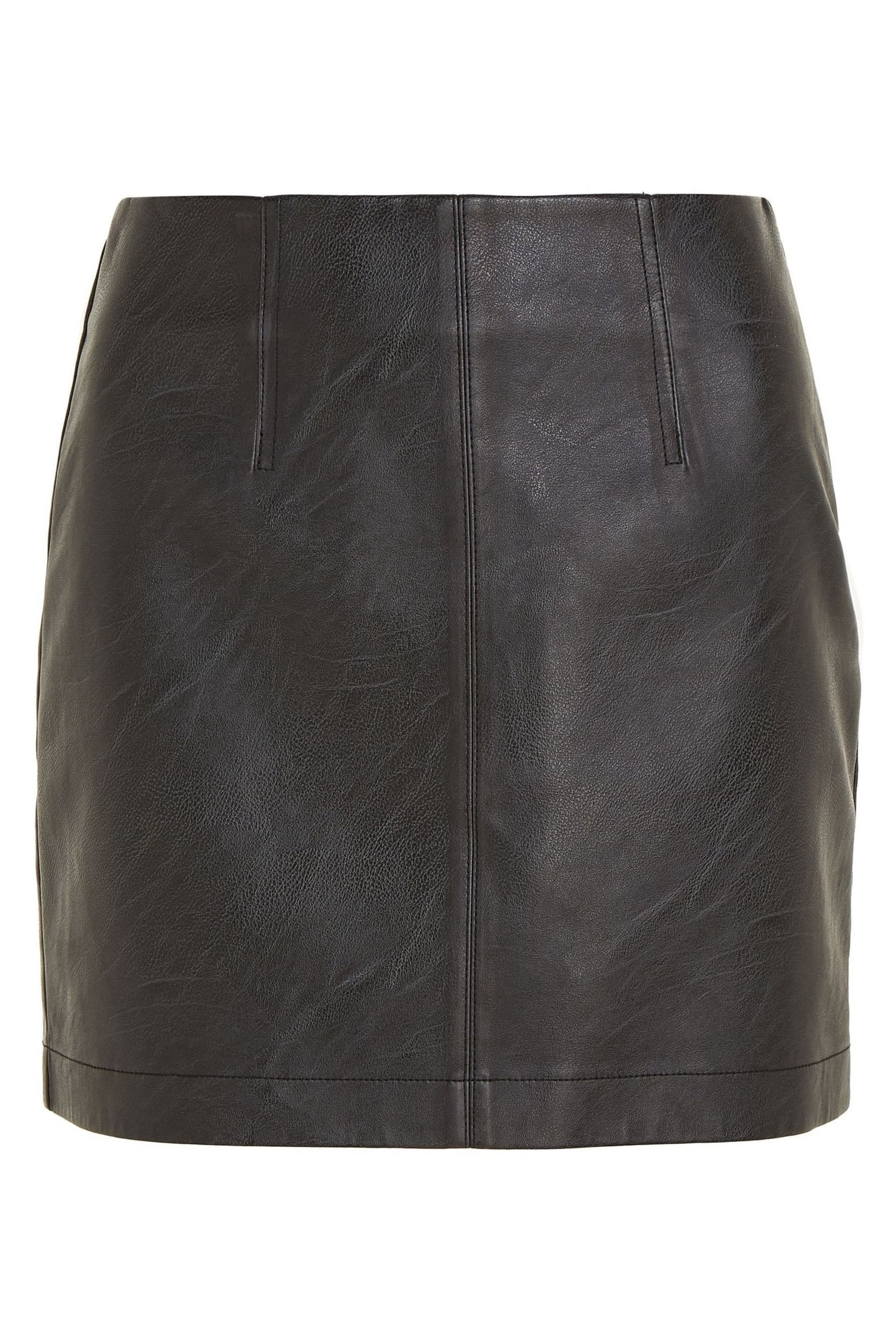 Calvin Klein Black Faux Fur Leather Skirt - Image 4 of 6