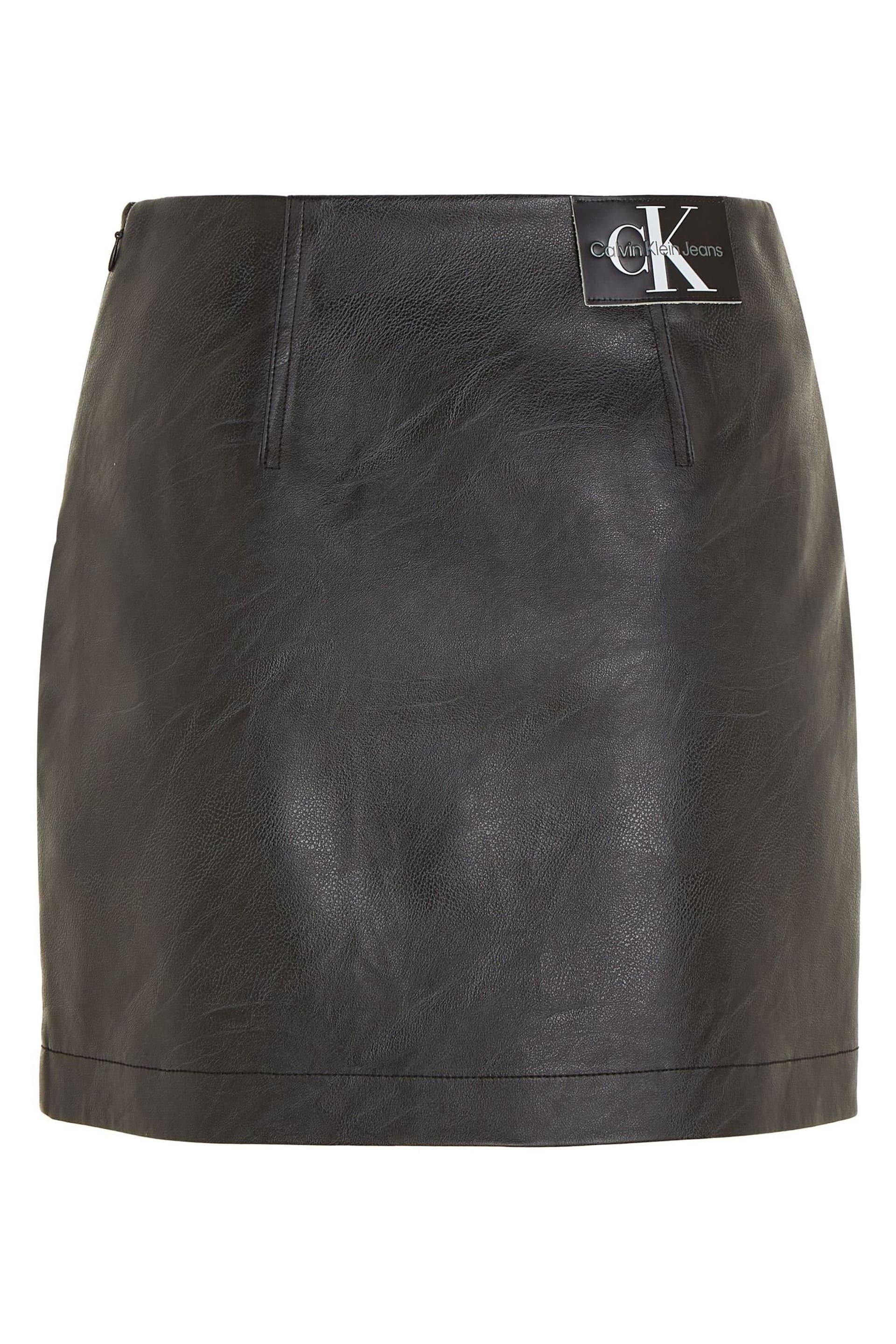 Calvin Klein Black Faux Fur Leather Skirt - Image 5 of 6