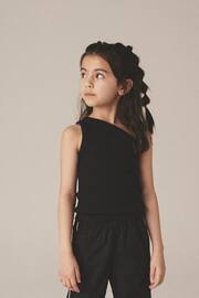 Black One Shoulder Rib Vest (3-16yrs) - Image 1 of 5