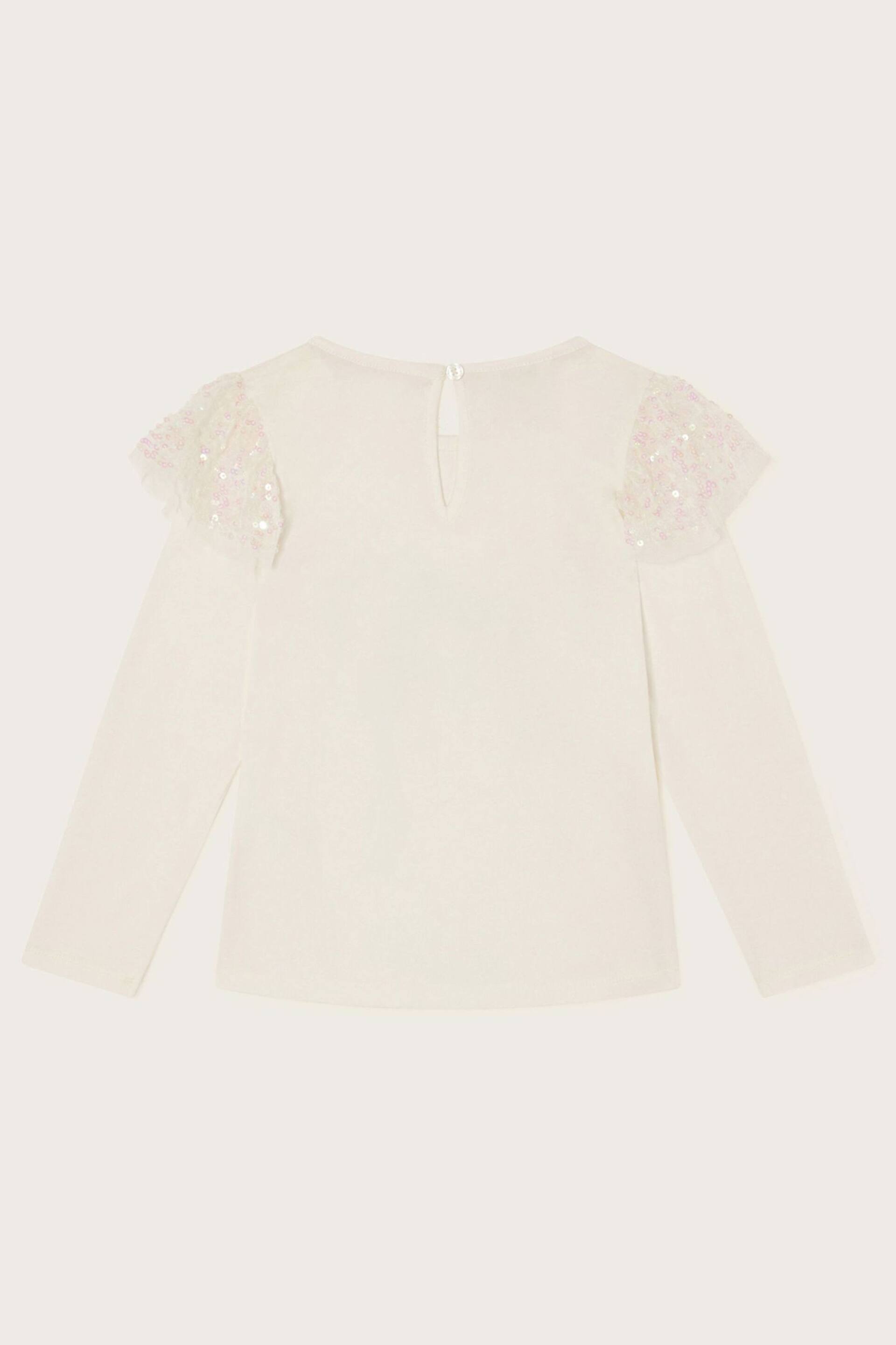 Monsoon Natural Sequin Bow Long Sleeve Top - Image 2 of 3