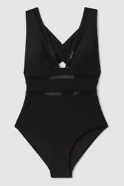 Reiss Black Harper Cross-Back Mesh Swimsuit - Image 2 of 6