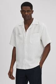 Reiss White/Navy Anchor Boxy Fit Striped Shirt - Image 1 of 6