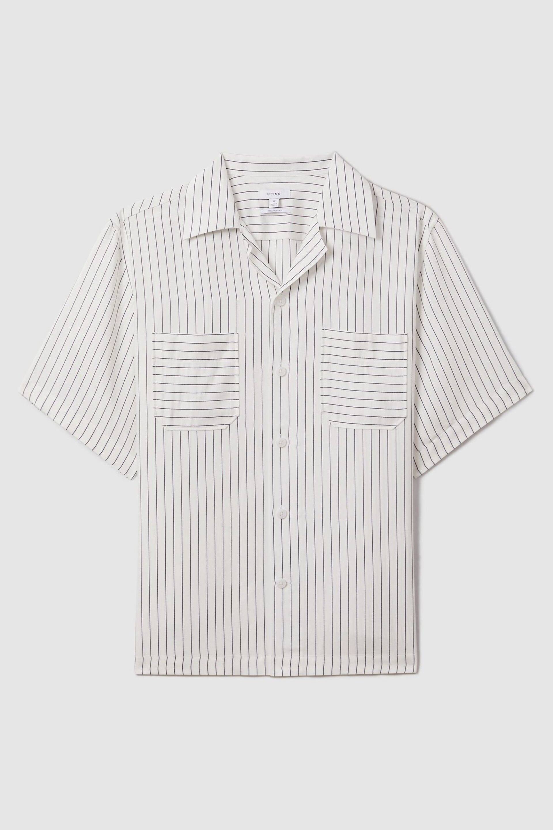 Reiss White/Navy Anchor Boxy Fit Striped Shirt - Image 2 of 6
