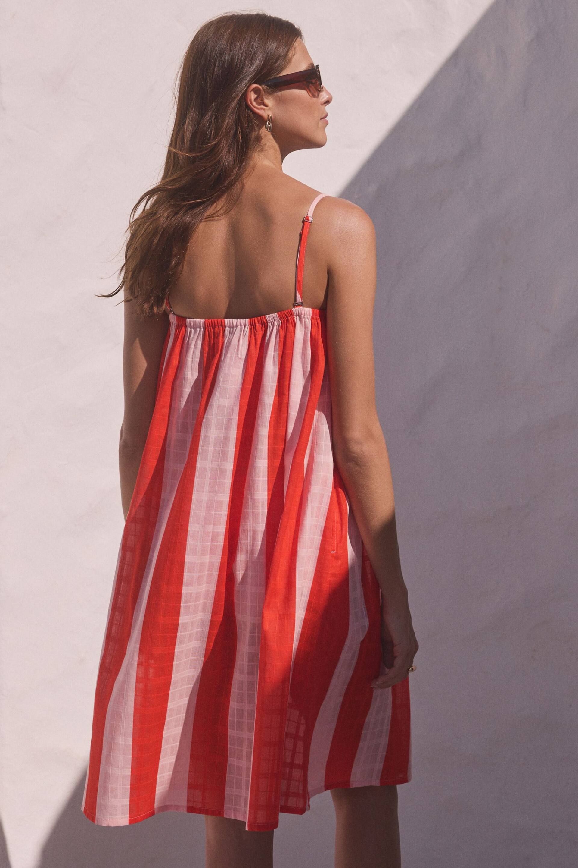 Red/Pink Stripe Bandeau Mini Dress - Image 3 of 7