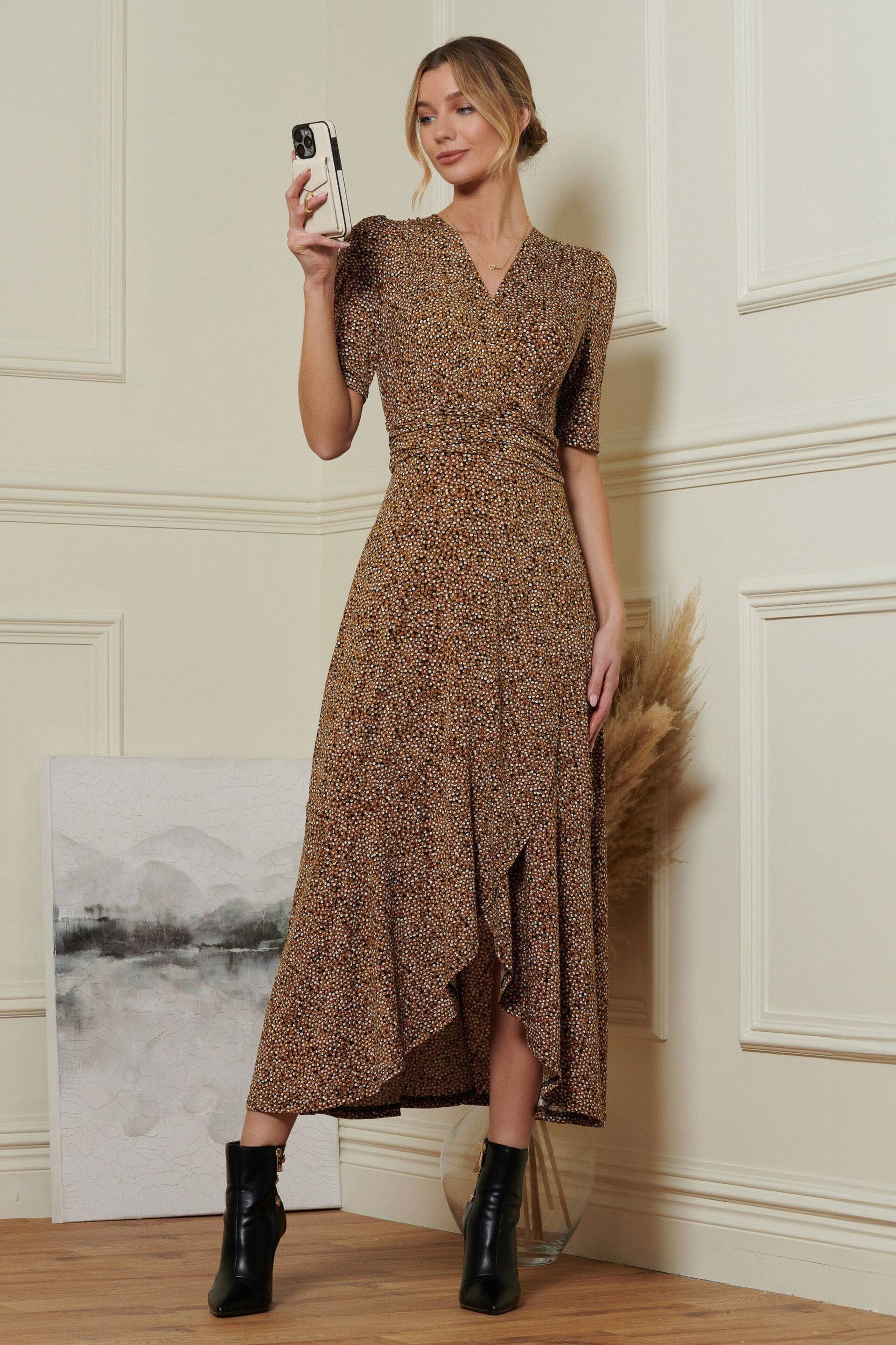 Jolie Moi Black Print Viscose Frill Hem Maxi Dress - Image 3 of 7