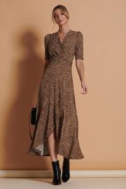 Jolie Moi Black Print Viscose Frill Hem Maxi Dress - Image 4 of 7