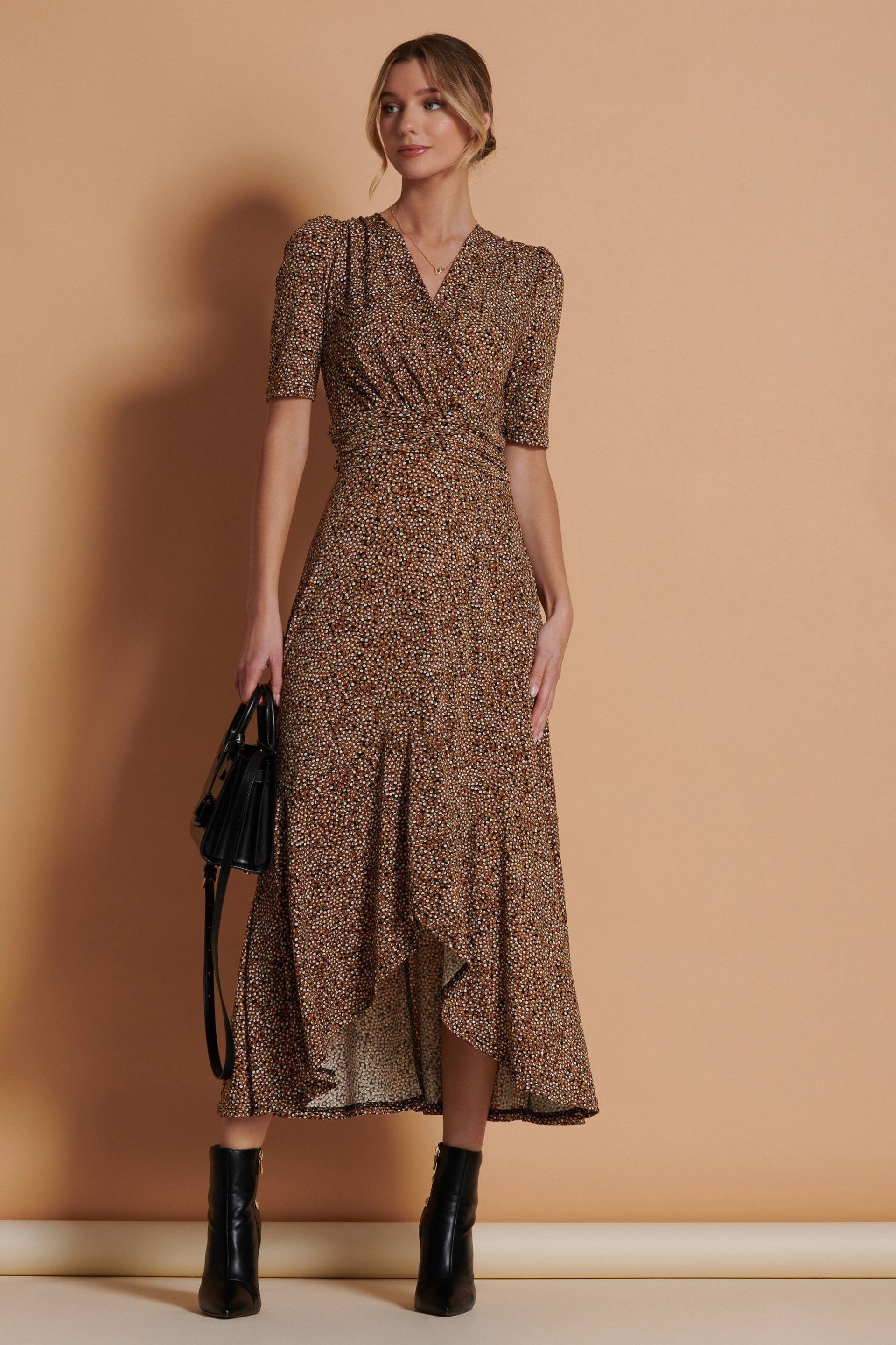 Jolie Moi Black Print Viscose Frill Hem Maxi Dress - Image 6 of 7
