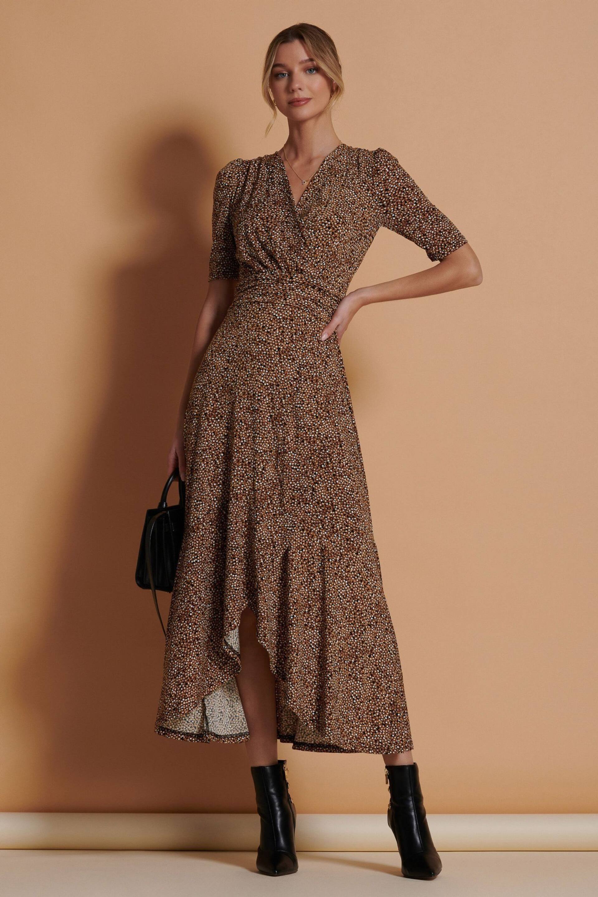 Jolie Moi Black Print Viscose Frill Hem Maxi Dress - Image 7 of 7