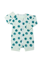 Bonds Green Polka Dot Zip Long Sleeve Zip Romper - Image 1 of 5