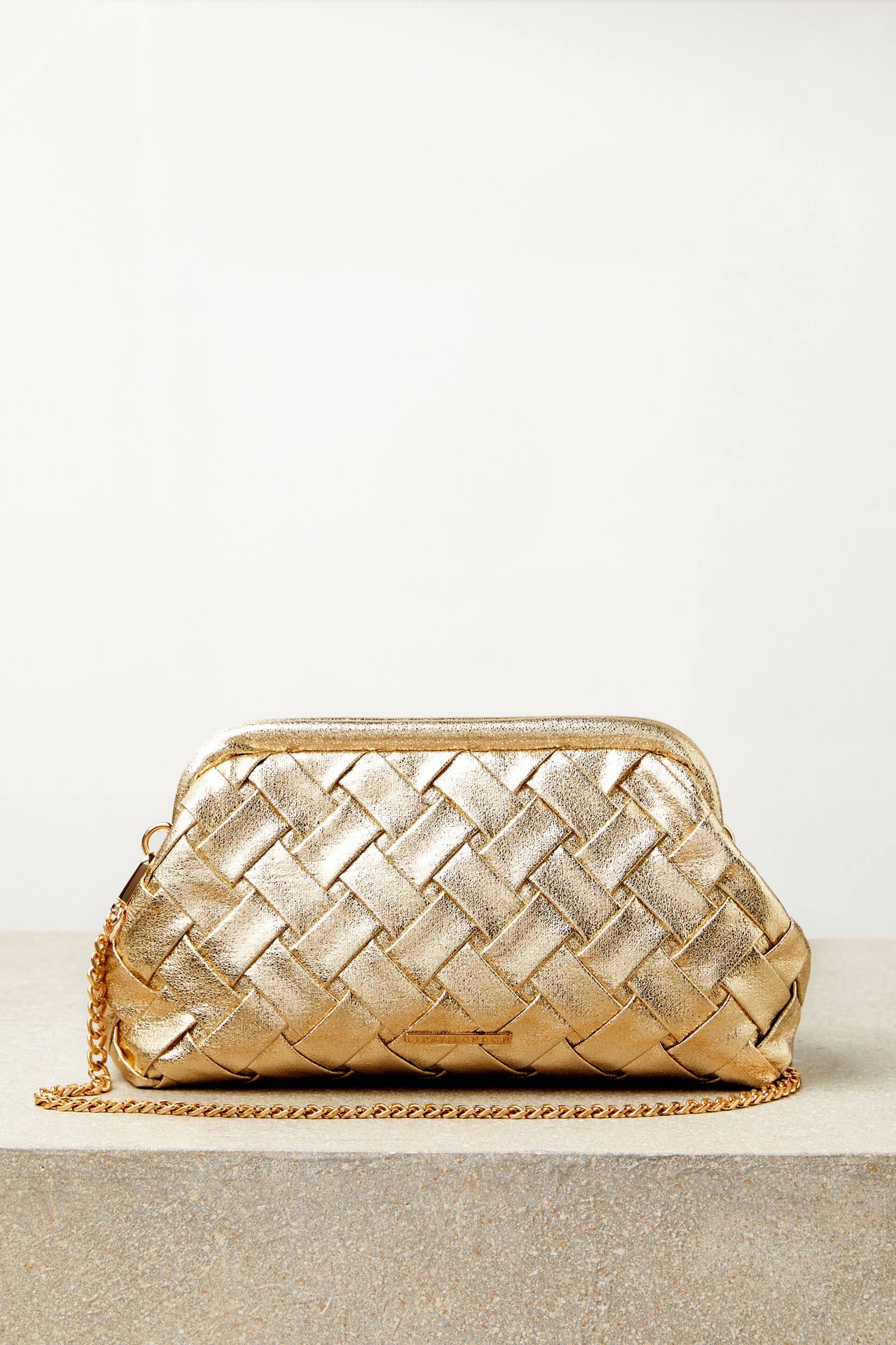 Lipsy Gold Pouch Clutch Bag - Image 1 of 5