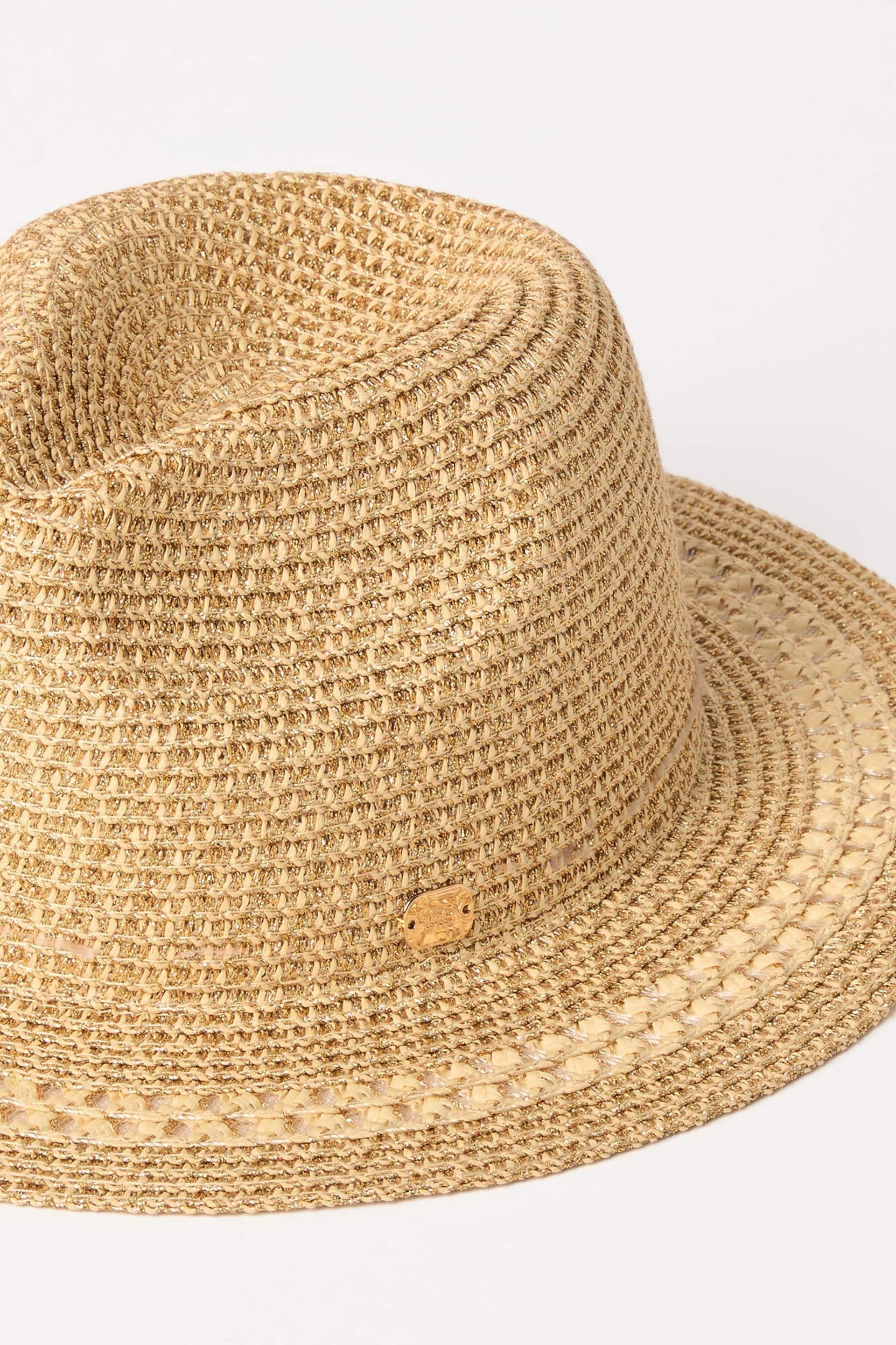 Lipsy Gold Straw Fedora Hat - Image 5 of 6