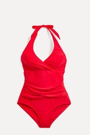 Linzi Red Paros Halterneck Tummy Control Ruched Swimsuit - Image 3 of 6