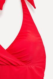 Linzi Red Paros Halterneck Tummy Control Ruched Swimsuit - Image 5 of 6