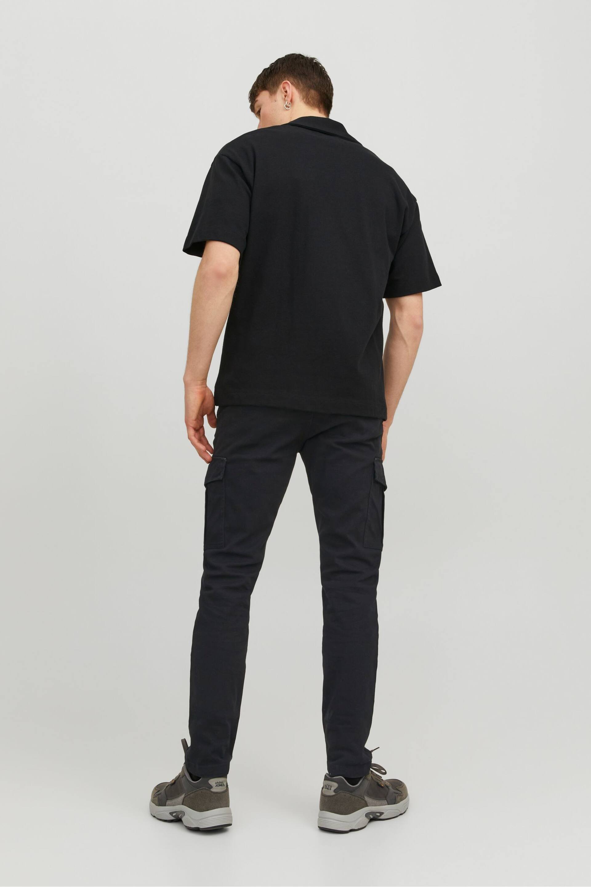 JACK & JONES Black Slim Leg Cuffed Cargo Trousers - Image 3 of 6