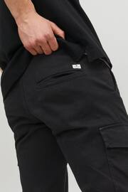 JACK & JONES Black Slim Leg Cuffed Cargo Trousers - Image 4 of 6