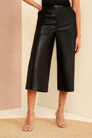 Love & Roses Black Petite Faux Leather Culotte Trousers - Image 1 of 4
