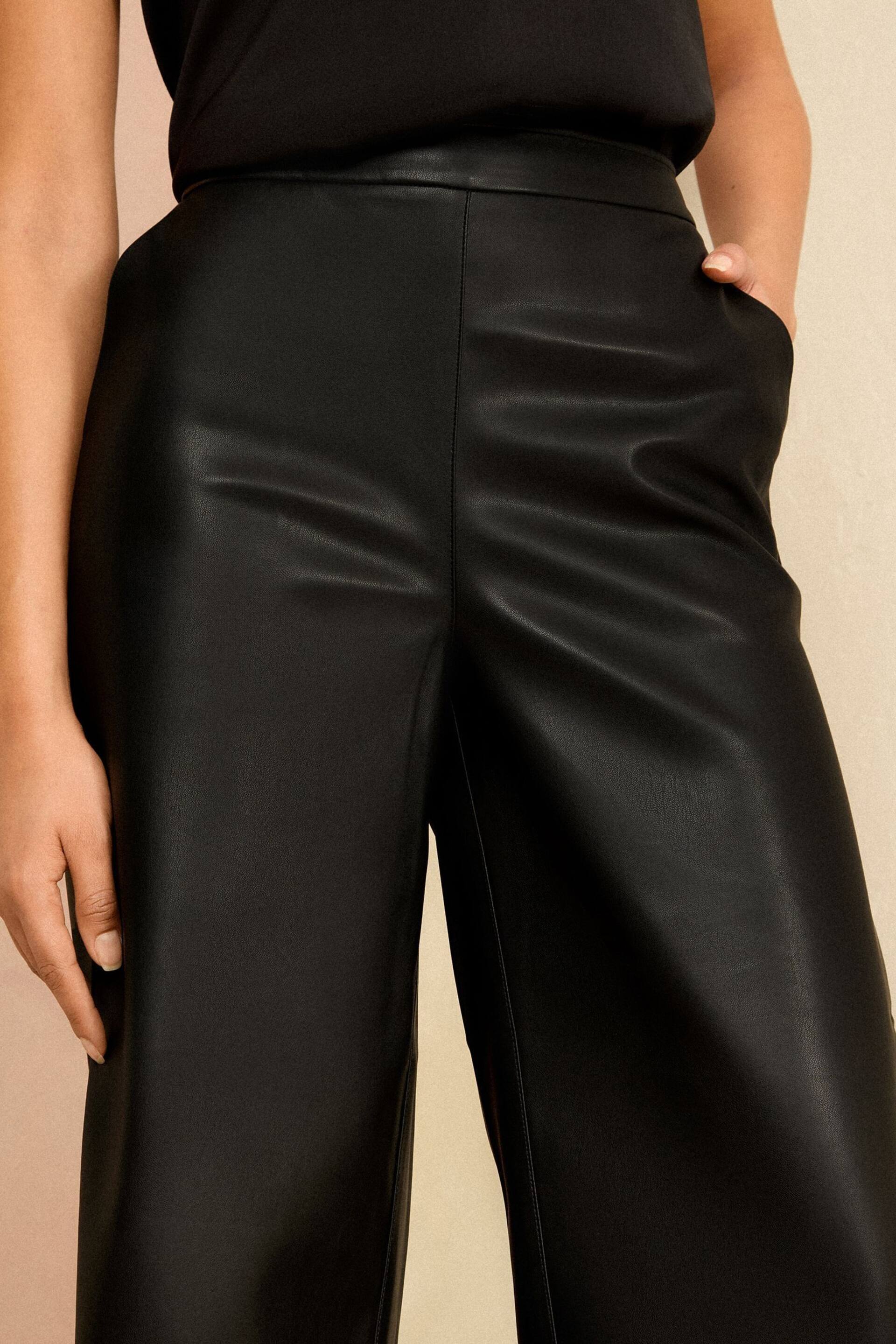 Love & Roses Black Petite Faux Leather Culotte Trousers - Image 2 of 4