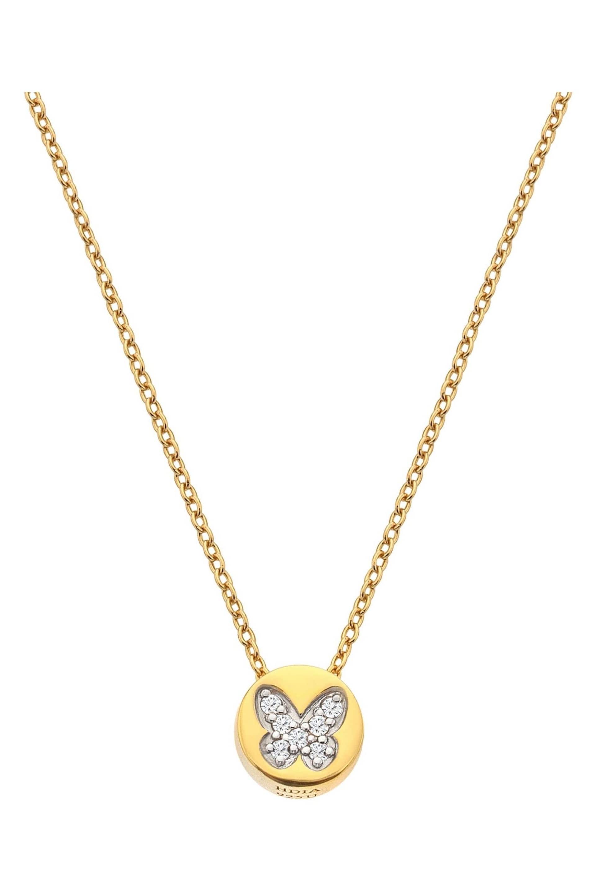 Hot Diamonds X JJ Gold Tone Butterfly Necklace - Image 1 of 3