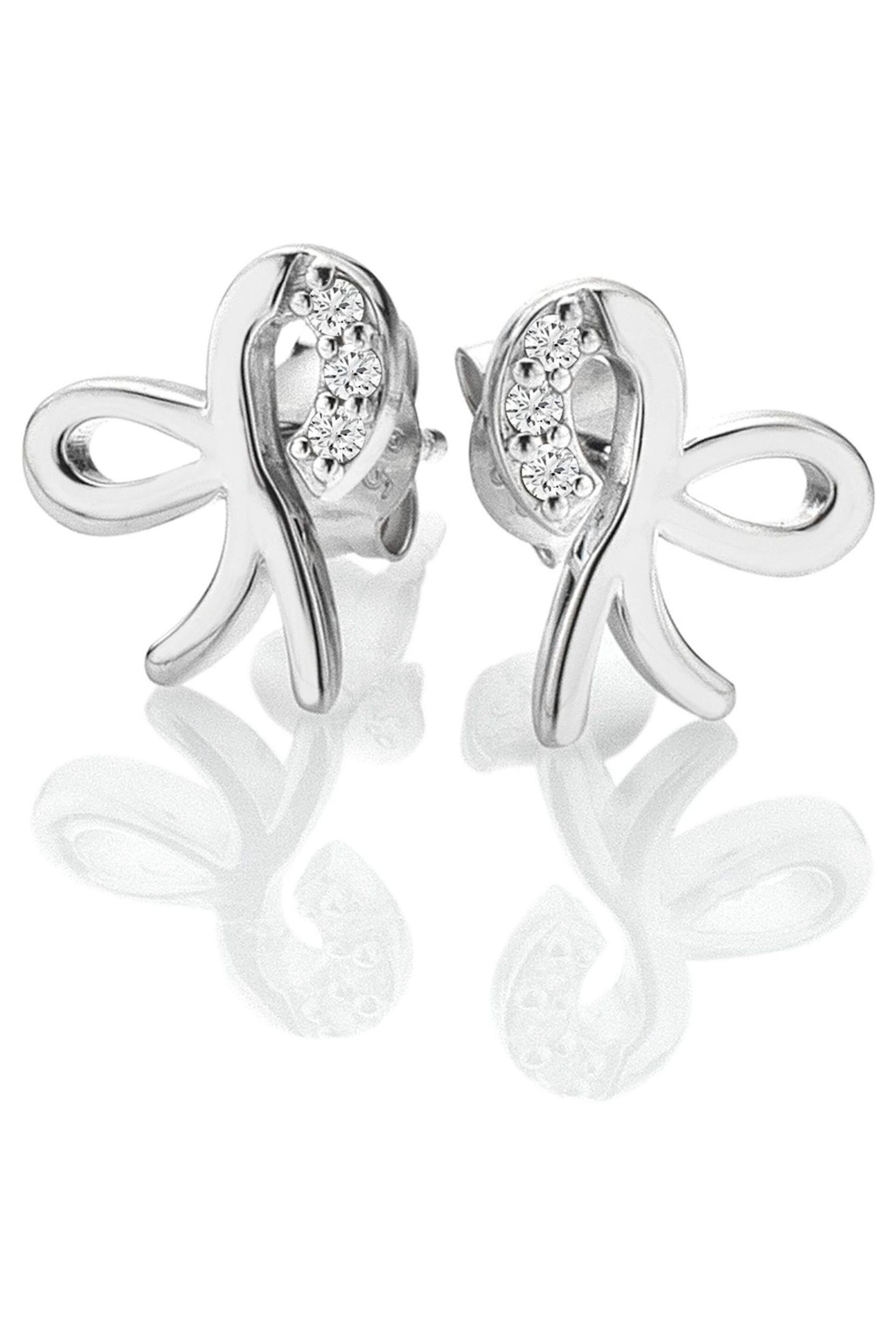 Hot Diamonds Silver Tone Ribbon Earrings - Image 1 of 3