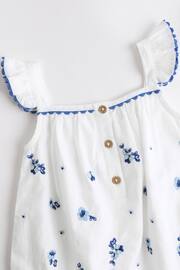 White/Blue Floral Embroidered Baby Woven Romper (0mths-2yrs) - Image 4 of 8