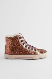 Red Berry Glitter Lace Up High Top Trainers - Image 2 of 6