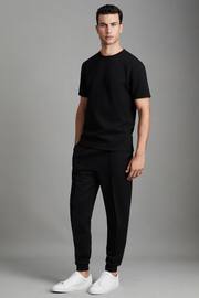 Reiss Black Bradley Interlock Jersey Crew Neck T-Shirt - Image 3 of 6