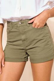 Friends Like These Khaki Green Summer Denim Boyfriend Shorts - Image 1 of 4