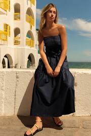 Black Shirred Bandeau Midi Summer Dress - Image 1 of 6