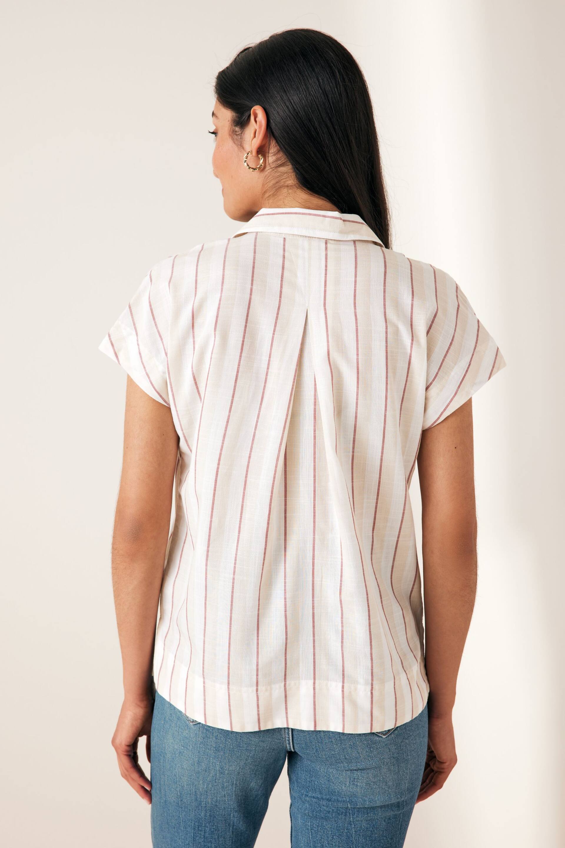 Neutral Stripe Short Sleeve Cotton Shirt - Image 3 of 6