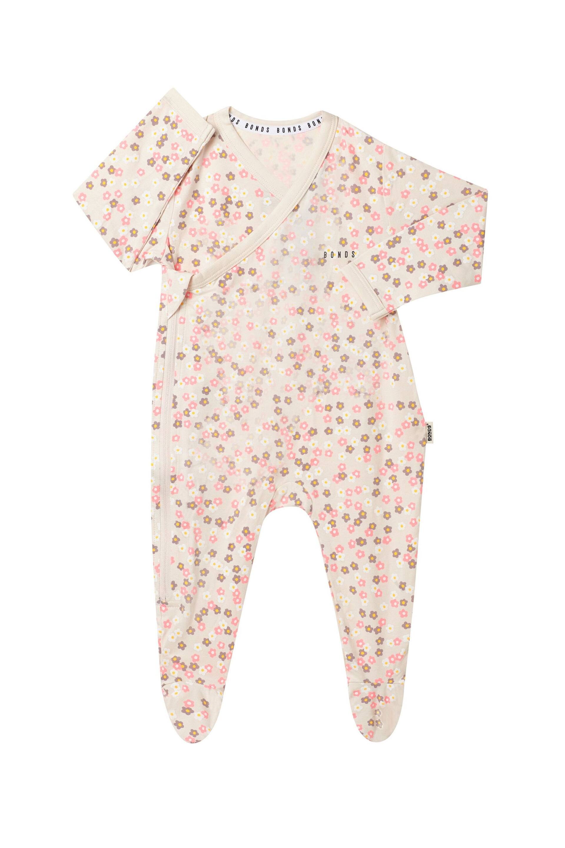 Bonds Pink Floral Print Wrap Zip Sleepsuit - Image 3 of 4