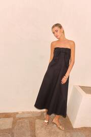 Black Bow Bandeau Midi Dress - Image 2 of 6