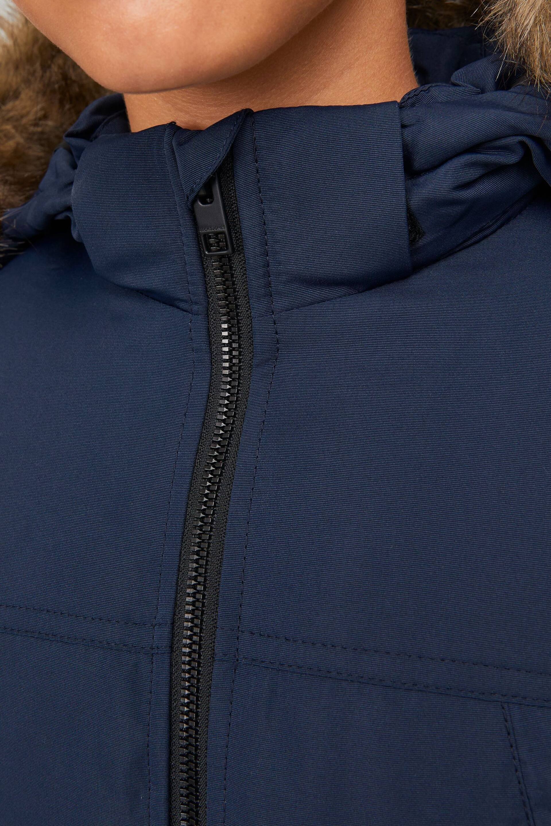 JACK & JONES Blue Parka Coat With Faux - Image 5 of 8