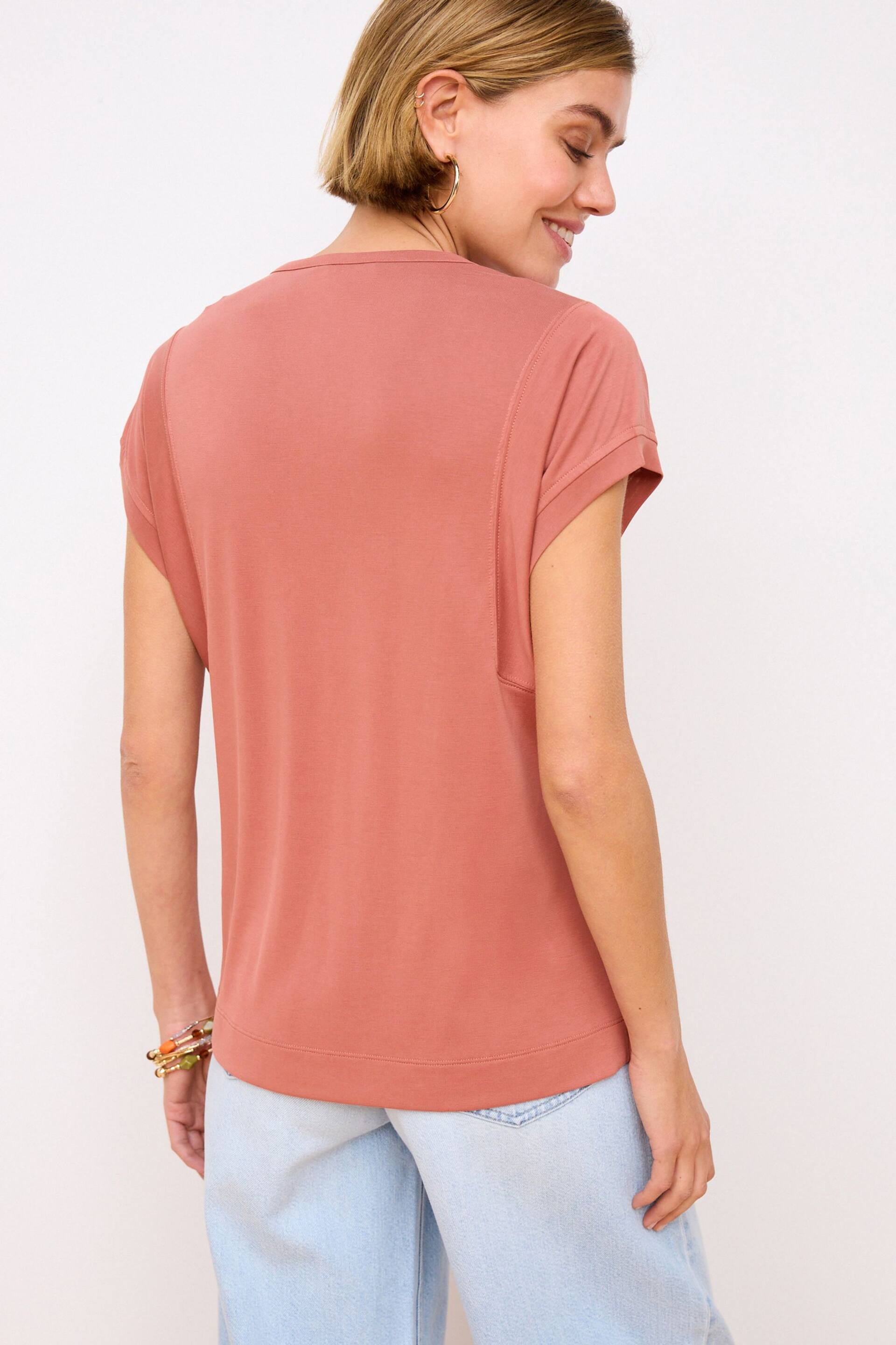 Rose Pink Premium Modal Rich Short Sleeve Scoop Neck T-Shirt - Image 4 of 7