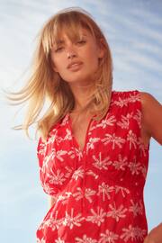 Bright Red Broderie Sleeveless Tie Top - Image 1 of 6