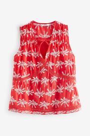 Bright Red Broderie Sleeveless Tie Top - Image 5 of 6