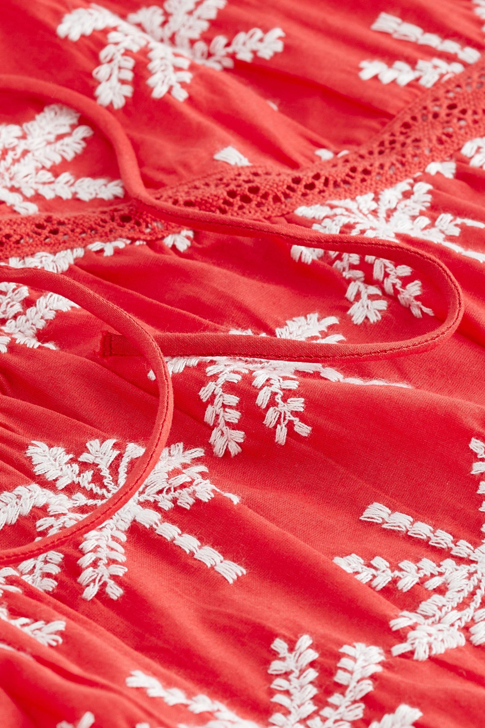Bright Red Broderie Sleeveless Tie Top - Image 6 of 6