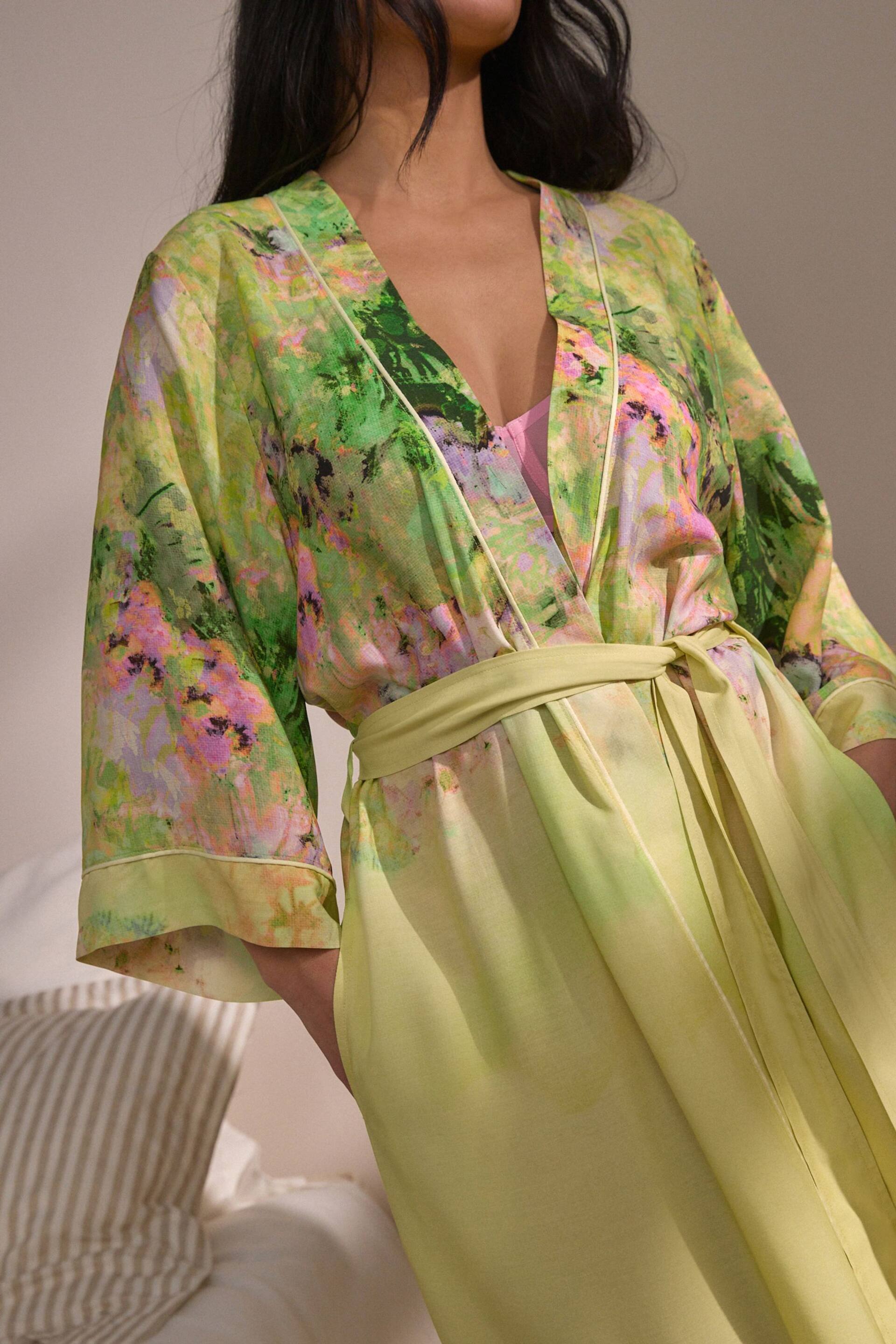 Lime Green Floral Lightweight Robe - Image 5 of 8