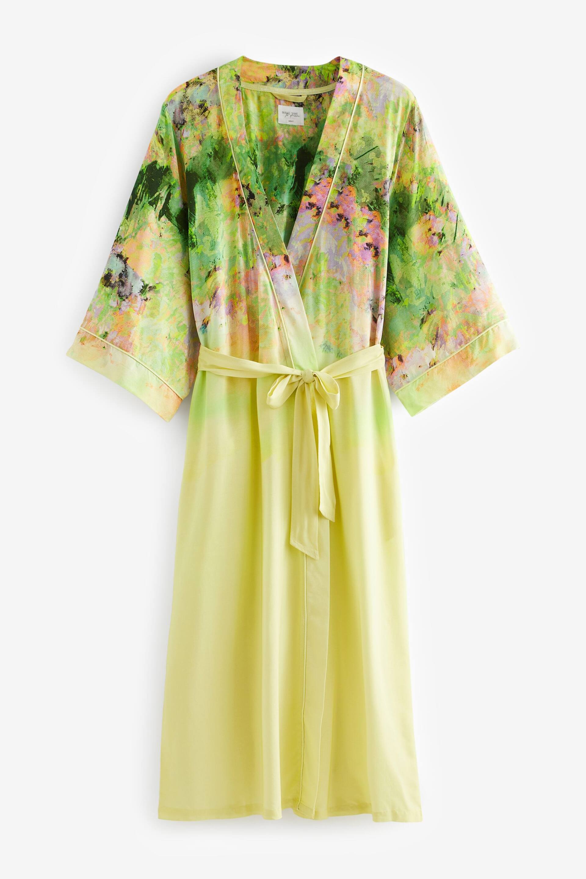 Lime Green Floral Lightweight Robe - Image 7 of 8