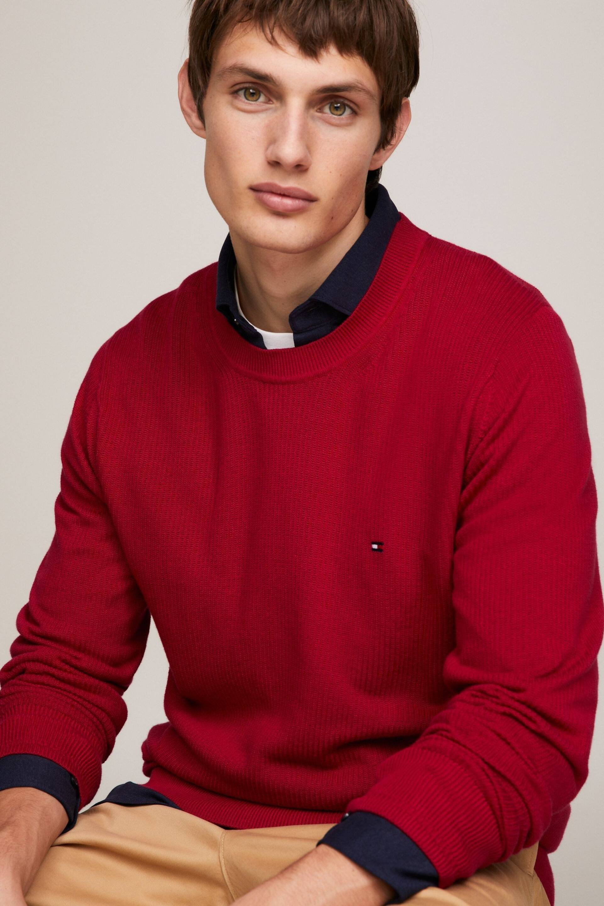 Tommy Hilfiger Red Chain Ridge Structure Sweater - Image 4 of 6