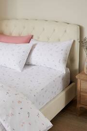 White Petal 100% Cotton Printed Fitted Sheet And Pillowcase Set - Image 1 of 2