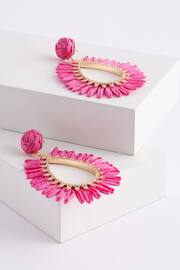 Pink Raffia Teardrop Statement Earrings Made With Recycled Metal - Image 3 of 3