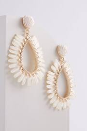 Bone Raffia Teardrop Statement Earrings Made With Recycled Metal - Image 4 of 4