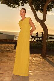 Yellow Twist Front Sleeveless Textured Jersey Maxi Dress - Image 1 of 5