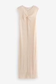 Ecru Twist Front Sleeveless Textured Jersey Maxi Dress - Image 5 of 6
