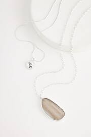 Silver Tone Stone 2 Layer Long Necklace - Image 3 of 4