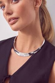 Silver Tone Molten Torque Choker Necklace - Image 2 of 4