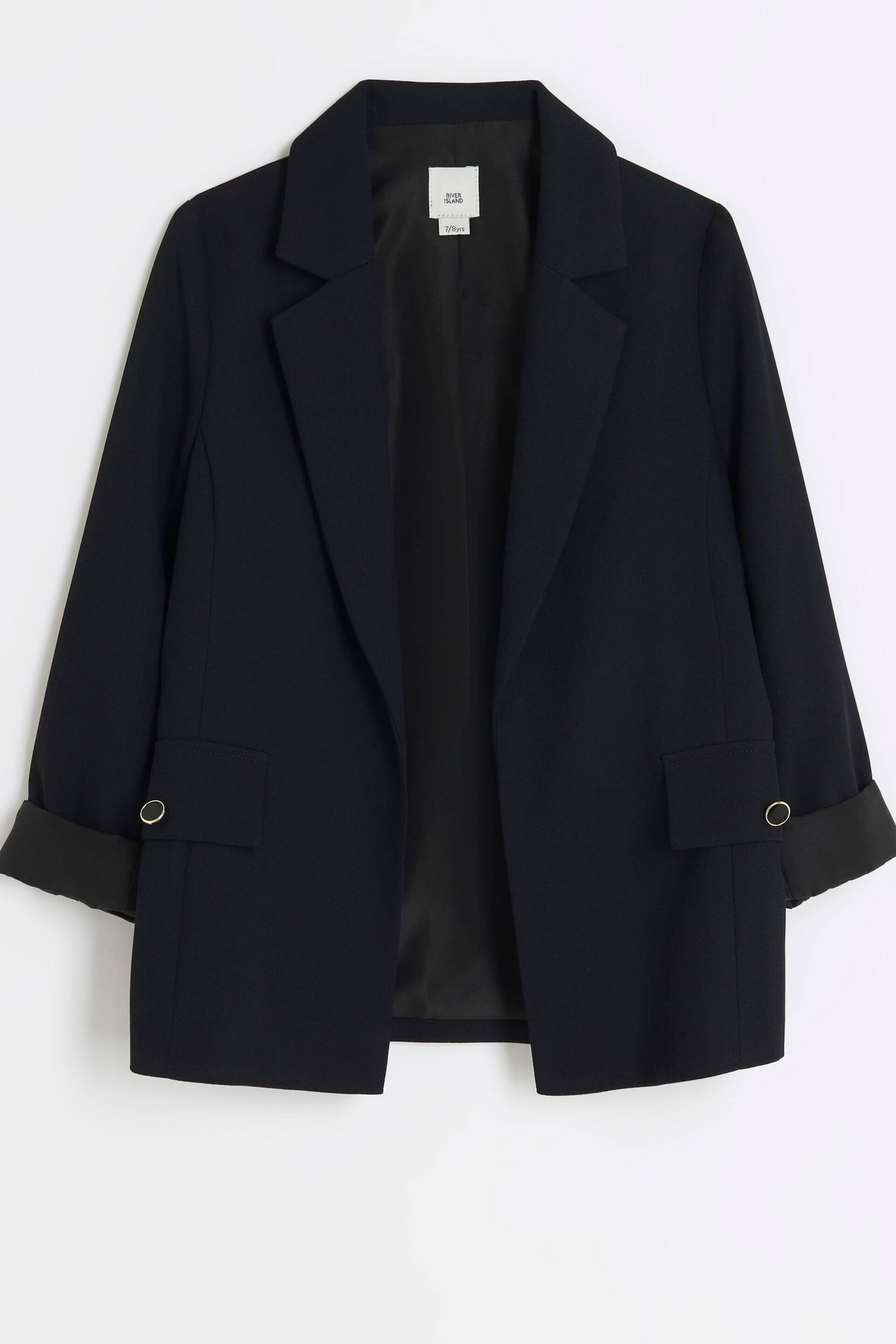 River Island Black Girls Rolled Sleeve Blazer - Image 1 of 3